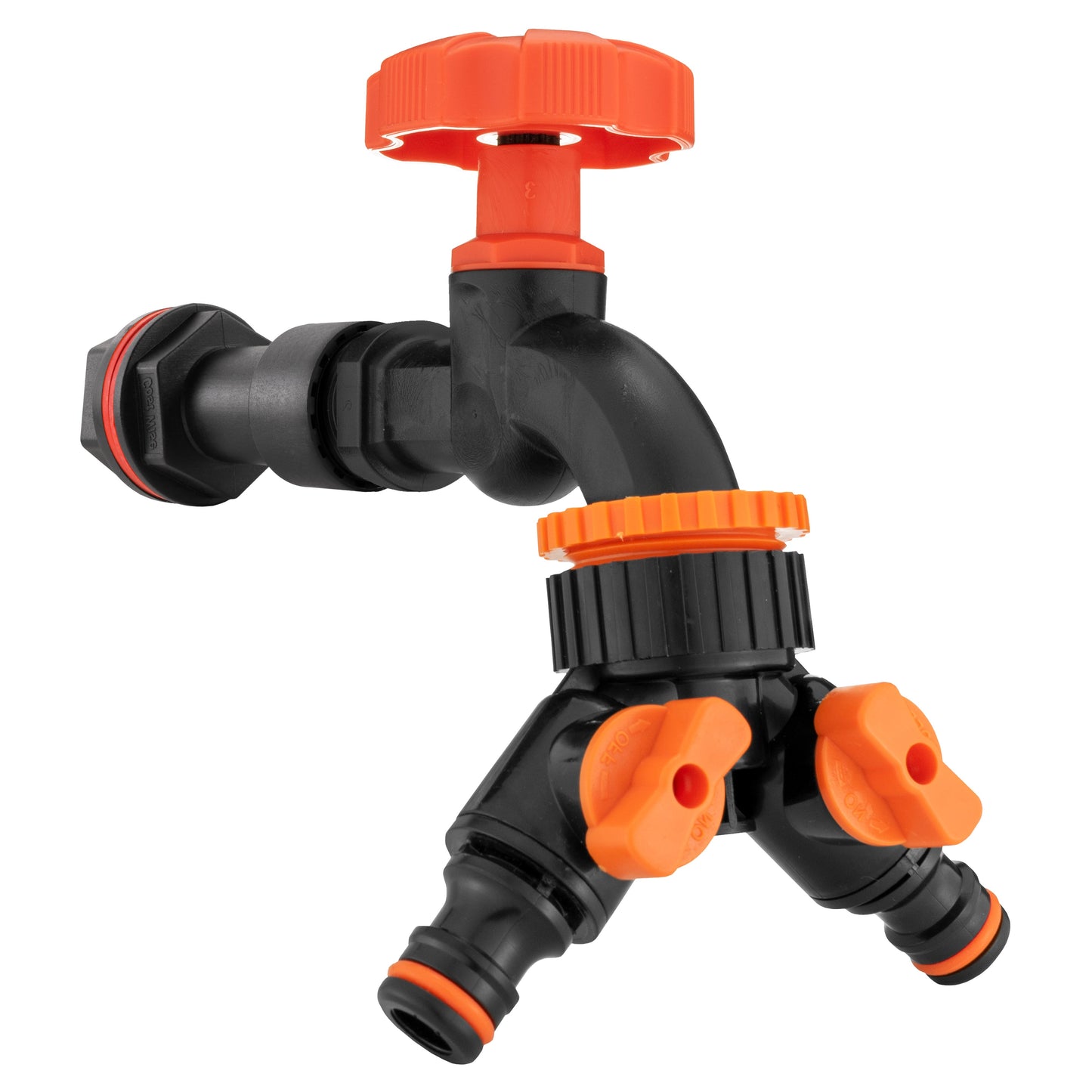 Water Butt Extension Kit 3/4in with Black Dial Tap + Two-Way Splitter