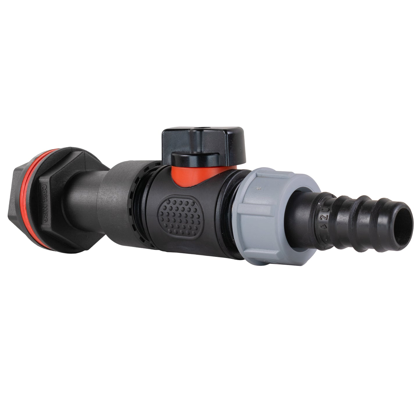 Water Butt Extension Kit 3/4in with In-Line Valve + 20mm Barb and Drill Bit