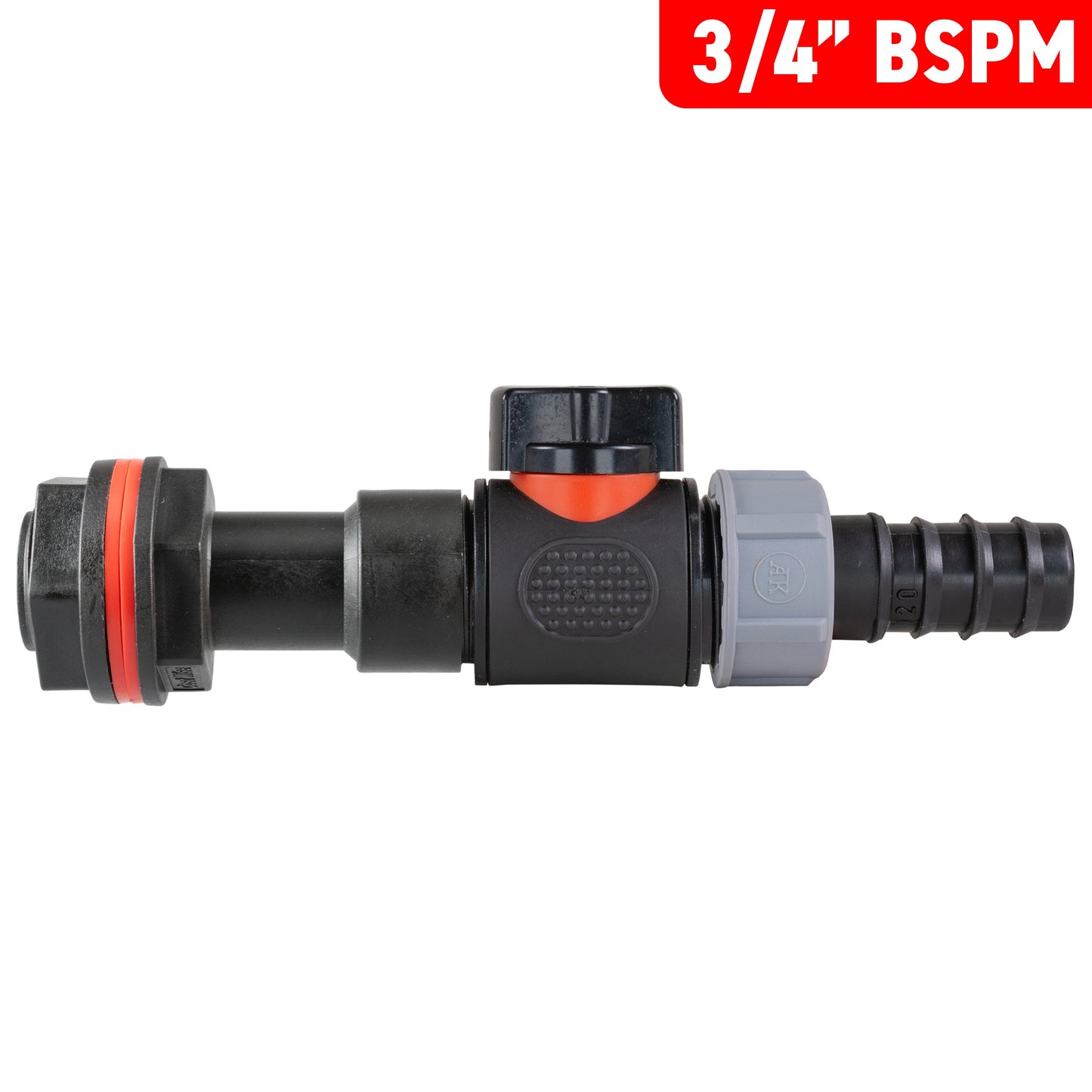 Water Butt Extension Kit 3/4in with In-Line Valve + 20mm Barb and Drill Bit