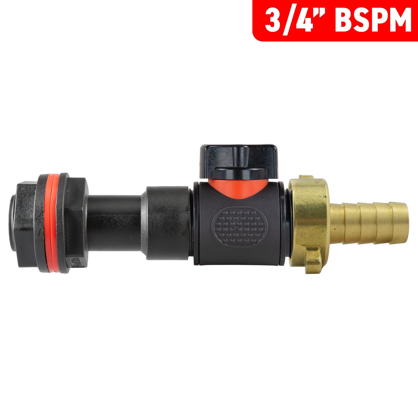 Water Butt Extension Kit 3/4in with In-Line Valve + Brass 1/2in Barb
