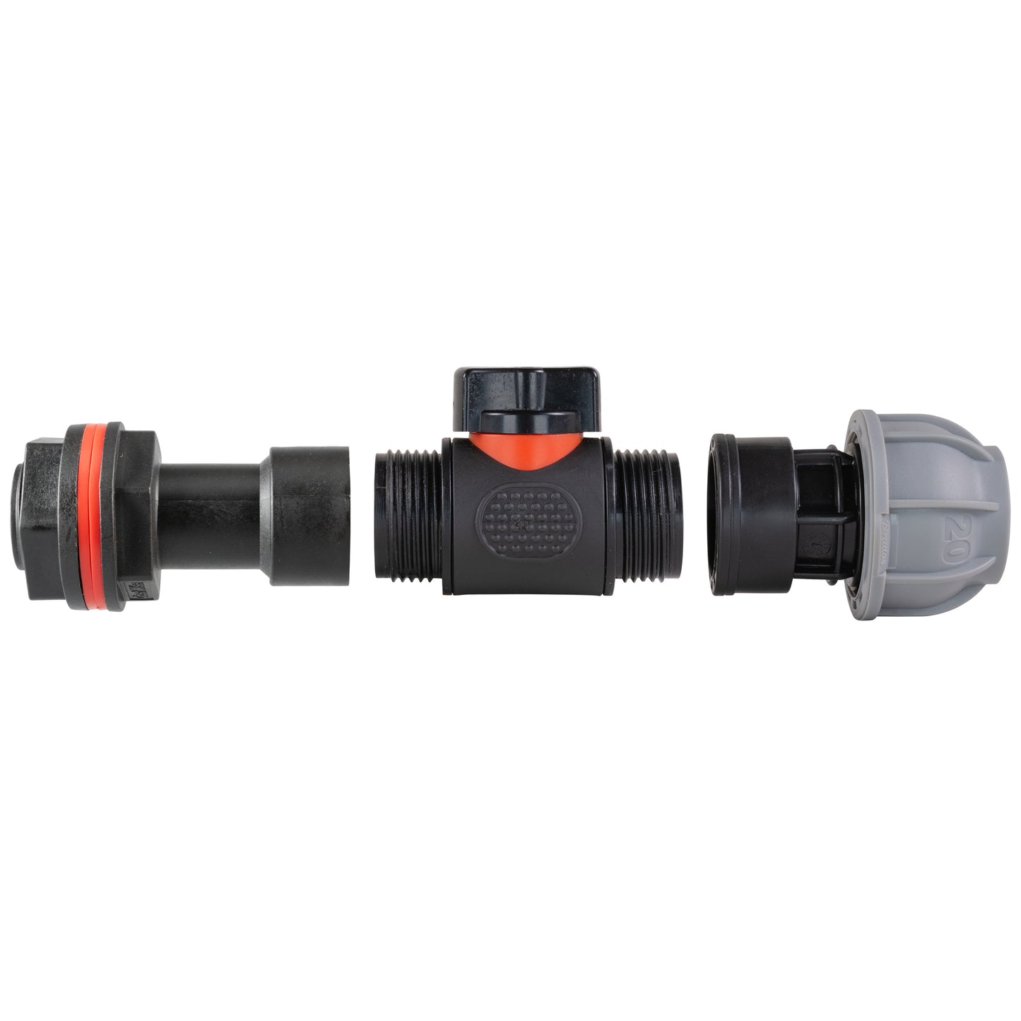 Water Butt Extension Kit 3/4in with In-Line Valve + 20mm MDPE Hose Connector Set