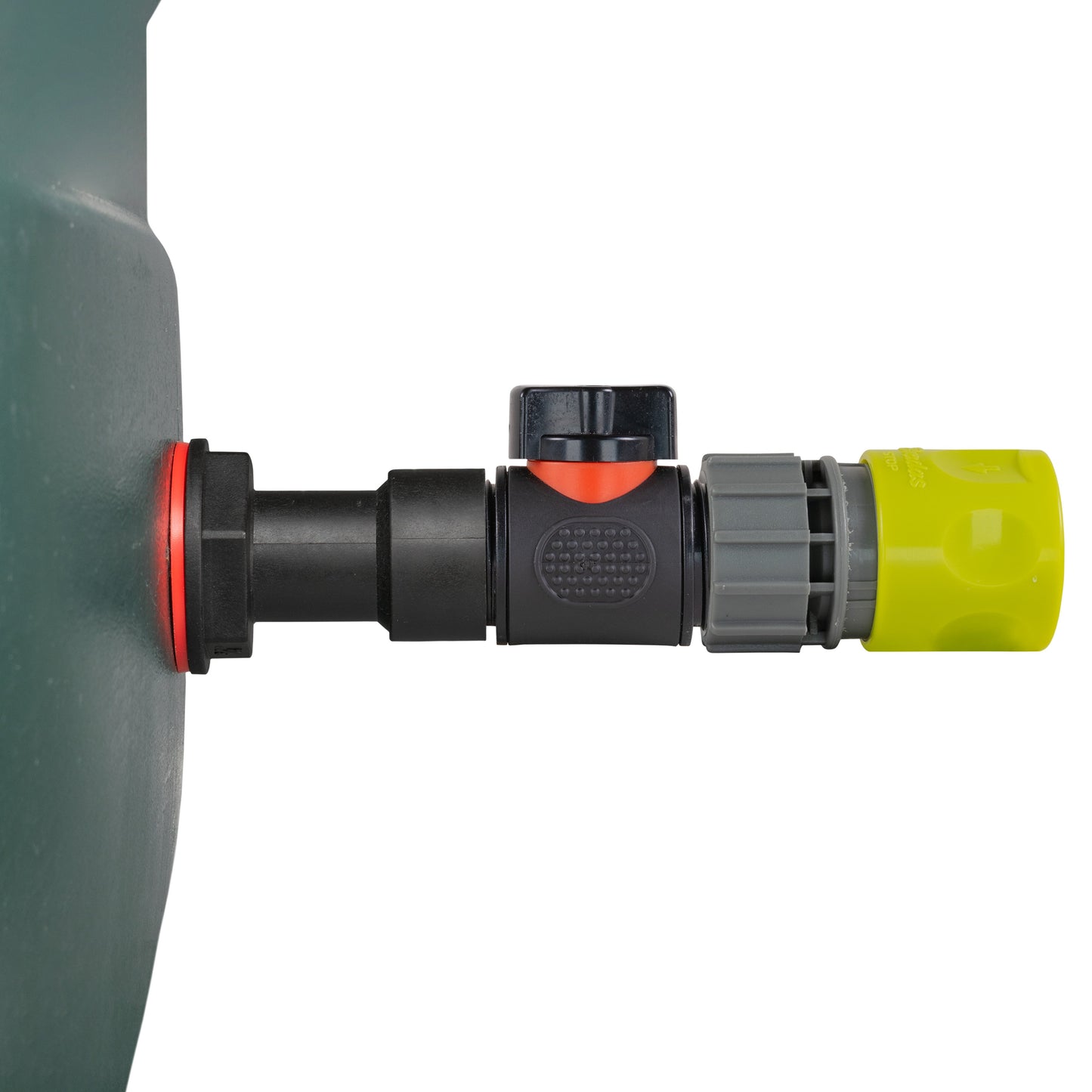 Water Butt Extension Kit 3/4in with In-Line Valve + Female Quick Connector Lime