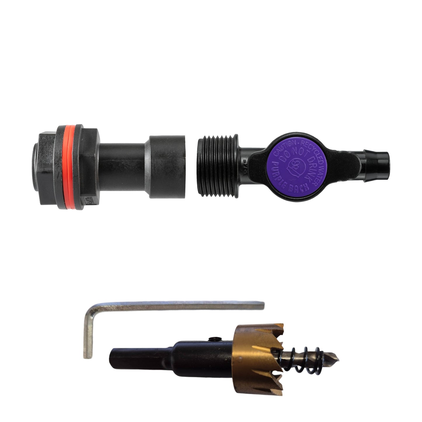 Water Butt Extension Kit 3/4in with 13mm Barb Irrigation Valve and Drill Bit