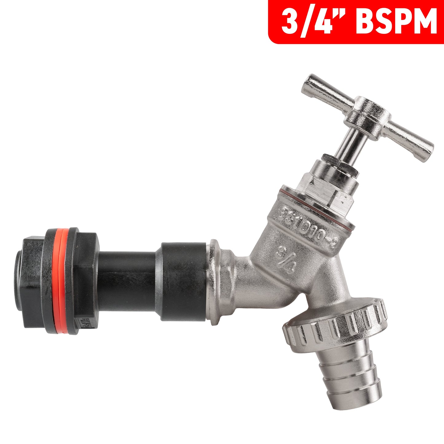 Water Butt Extension Kit 3/4in with Nickel Plated Barbed Tap for Water Connector