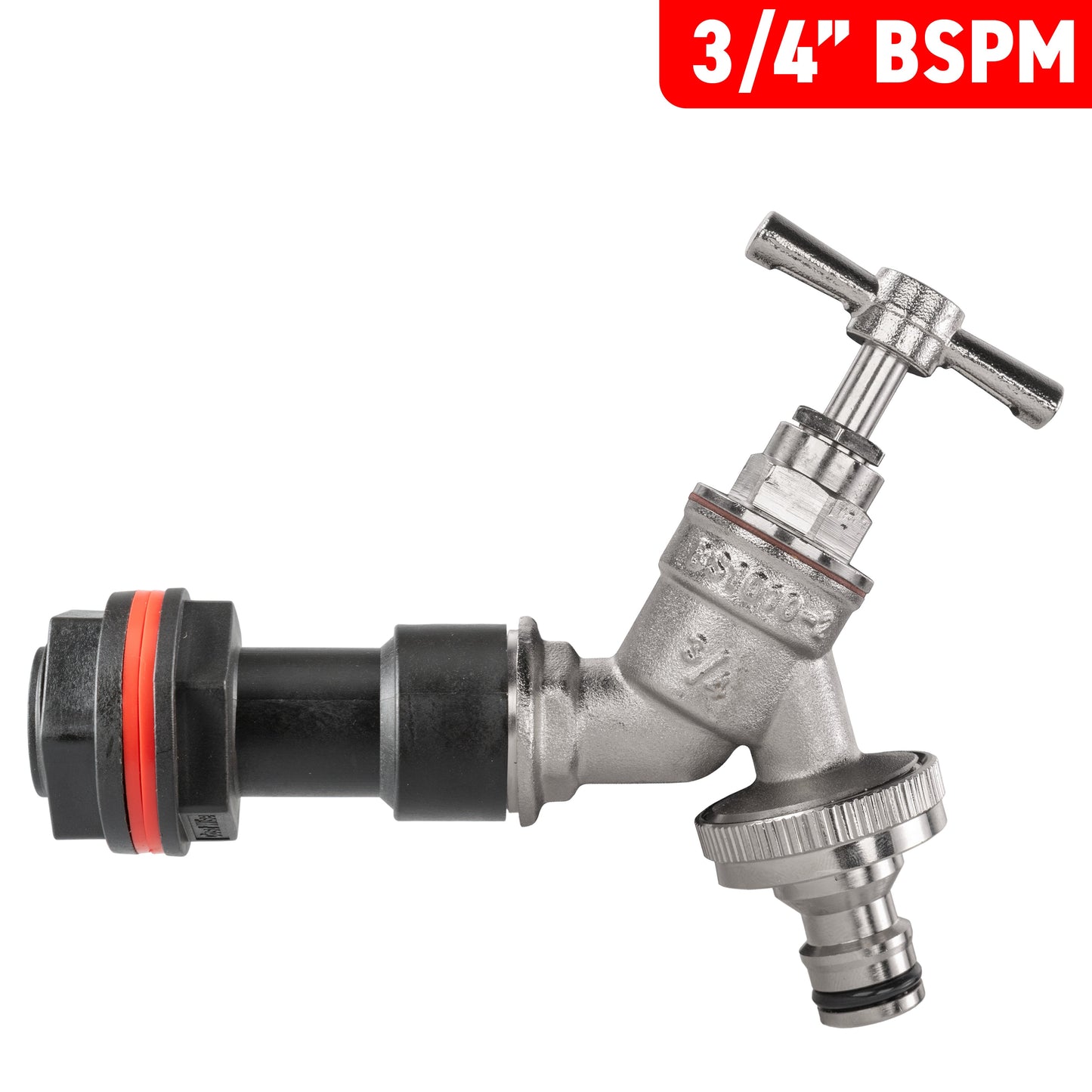 Water Butt Extension Kit 3/4in with Nickel Plated Quick Connect Tap and Drill Bi