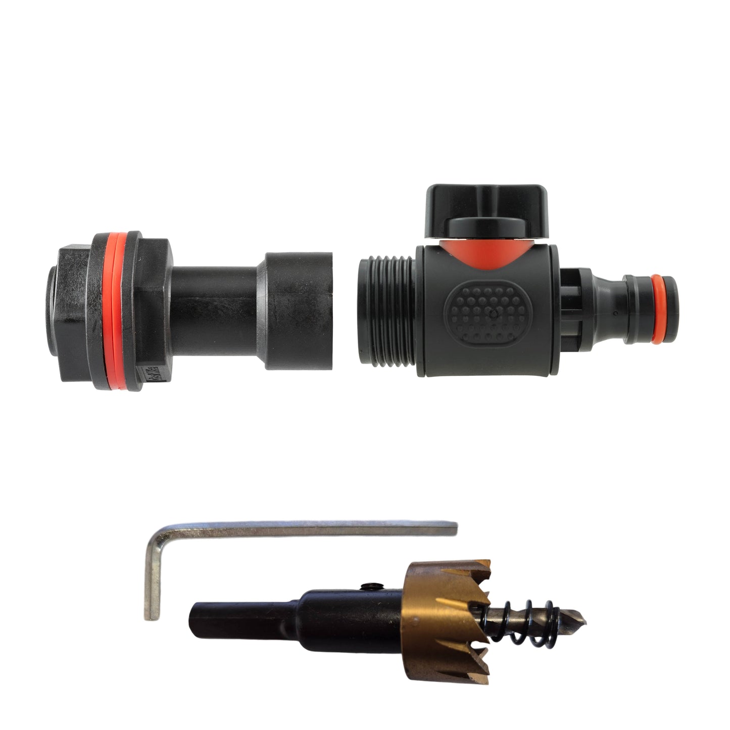 Water Butt Extension Kit 3/4in with Quick Connect Valve and Drill Bit