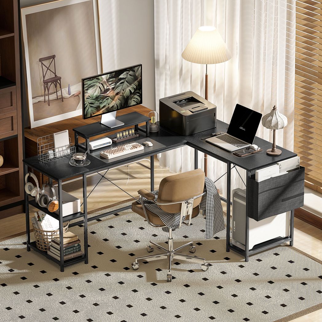 HOMCOM 168cm Reversible L Shaped Desk, 240cm Two Person Desk