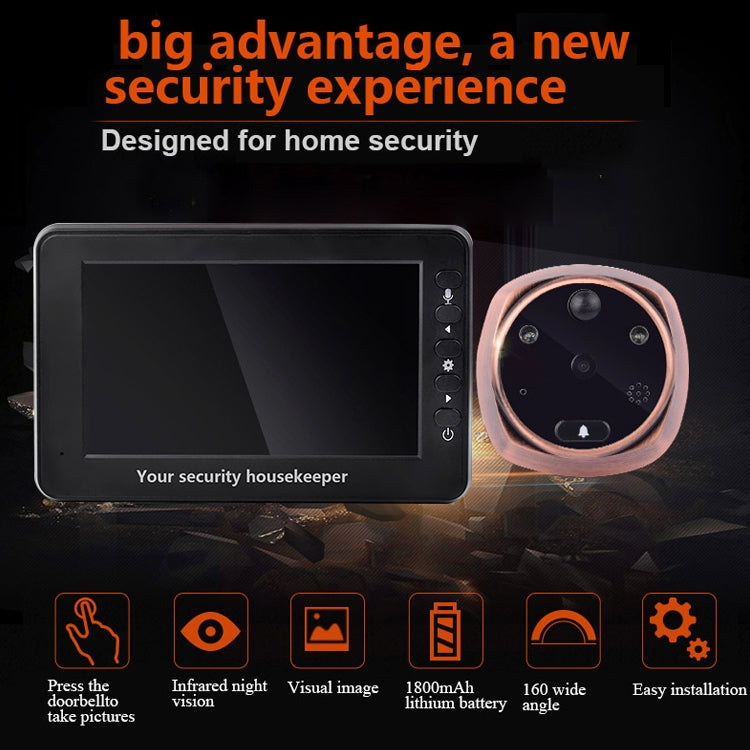 M4300A 4.3 inch Display Screen 3.0MP Camera Video Smart Doorbell, Support TF Card (32GB Max) & Motion Detection & Infrared Night Vision