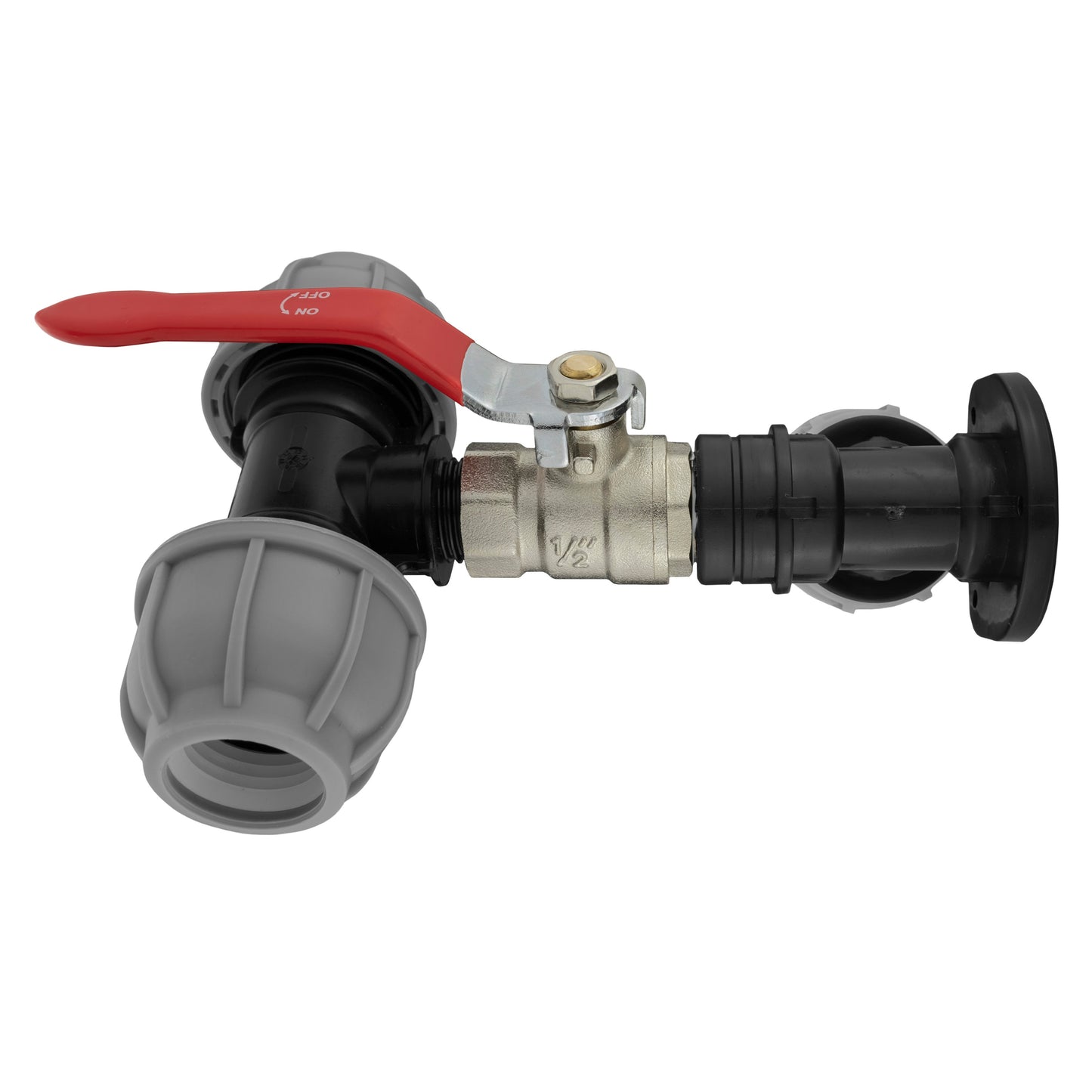 Wall Flange Kit 20mm MDPE - Lever Valve and 25mm MDPE Tee Outlet Water Connector