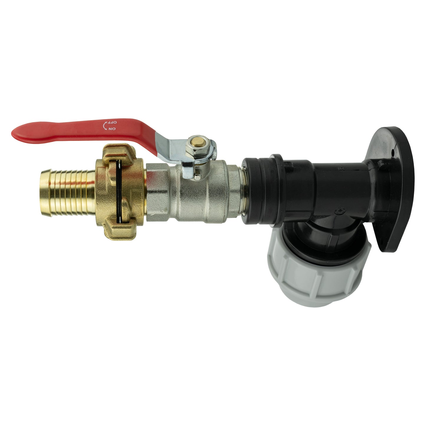 Wall Flange Kit 20mm MDPE + Lever Valve + 25mm Barbed Geka Set Hose Pipe Fitting