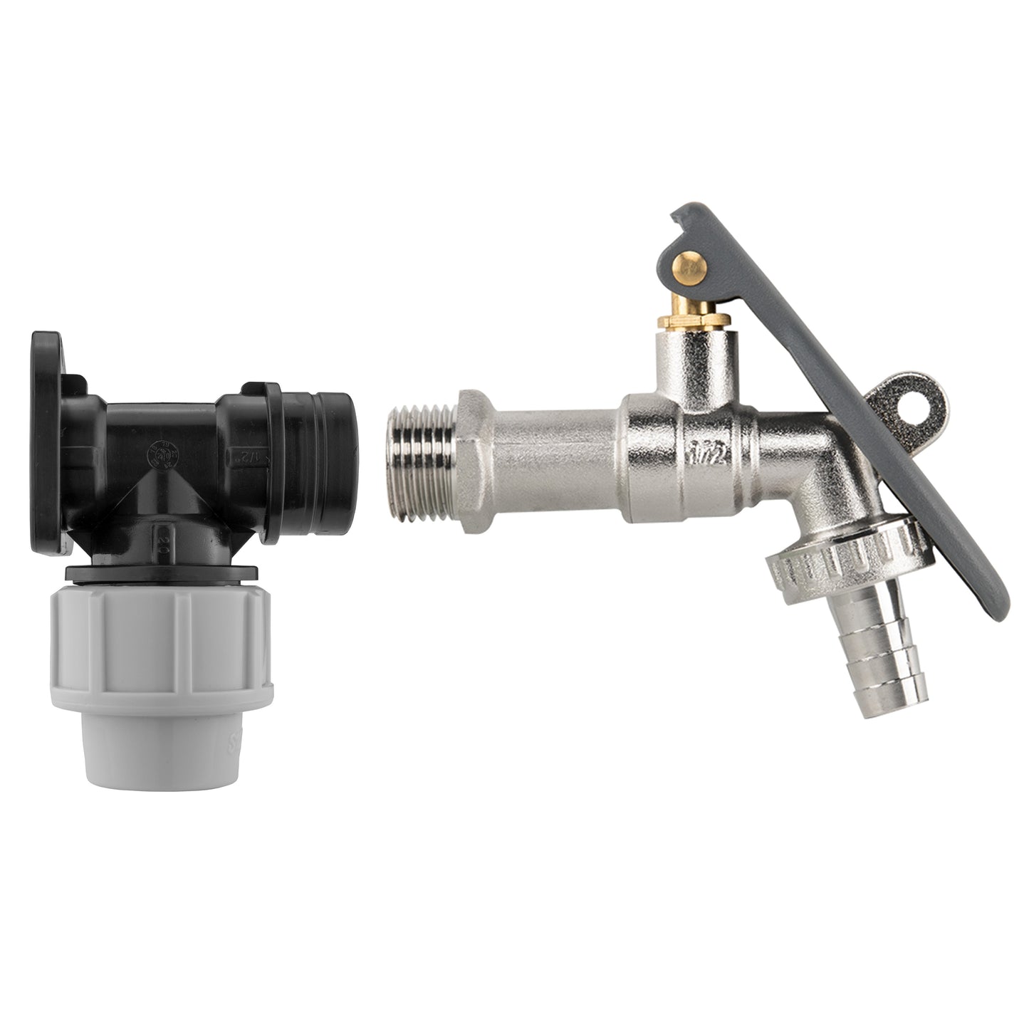 Wall Flange Kit 20mm MDPE - Lever Tap Hose Barb and Lever Lock Hose Pipe Fitting