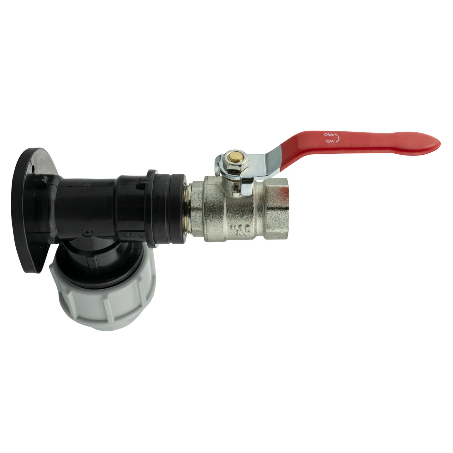 Wall Flange Kit 25mm MDPE + Lever Valve 3/4 BSP for Drip Irrigation Fitting