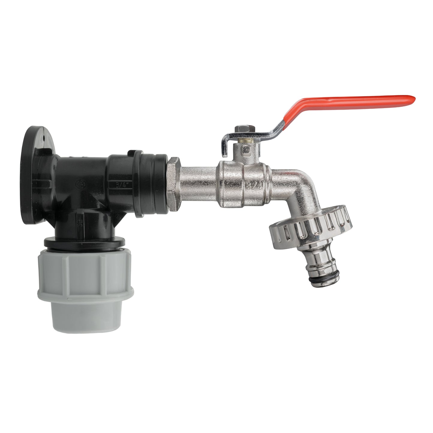 Wall Flange Kit 25mm MDPE + Quick Connect Lever Tap for Drip Irrigation Fitting
