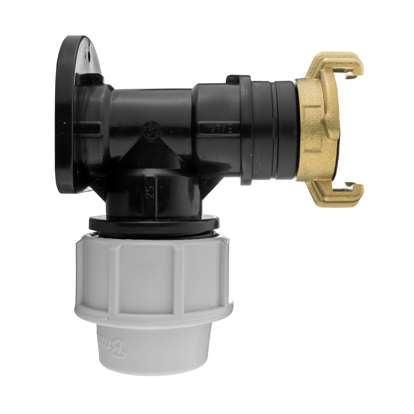 Wall Flange Kit 25mm MDPE + 3/4 BSP Geka Brass Water Fitting MDPE Pipe Connector