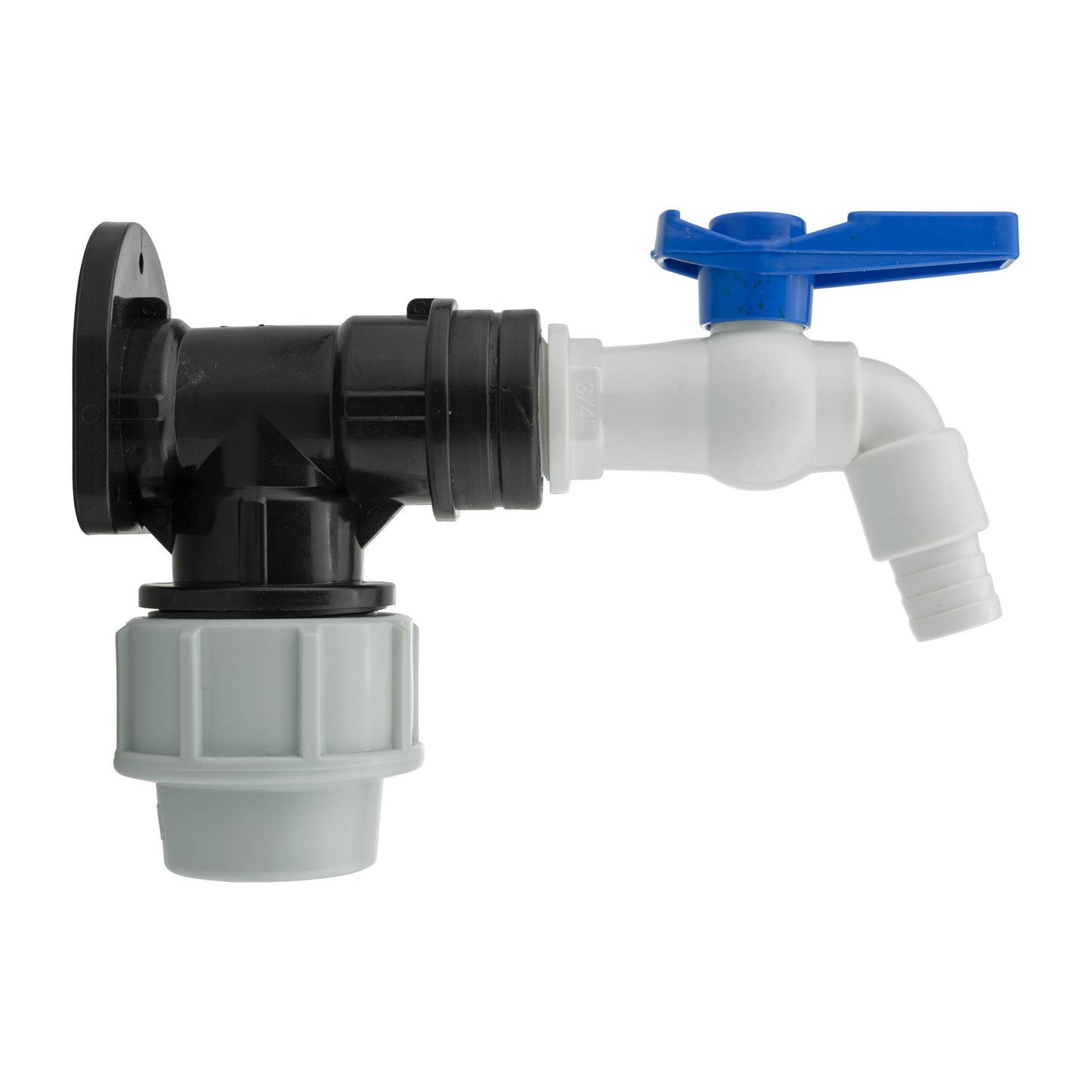 Wall Flange Kit 25mm MDPE + White PVC Tap BSP Thread Fitting MDPE Pipe Connector