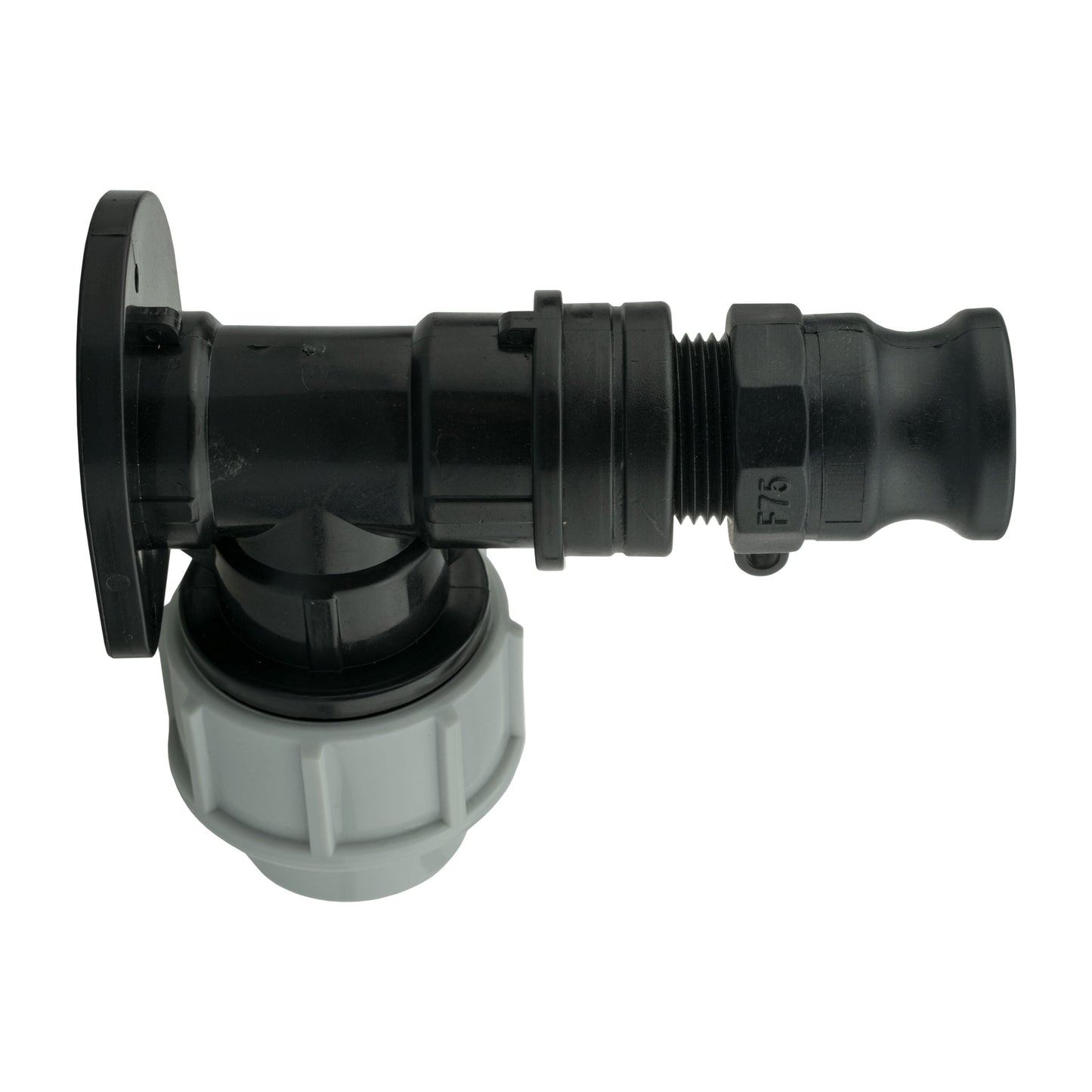 Wall Flange Kit 25mm MDPE + 3/4in Camlock Type F MDPE Pipe Connector Tap Adapter