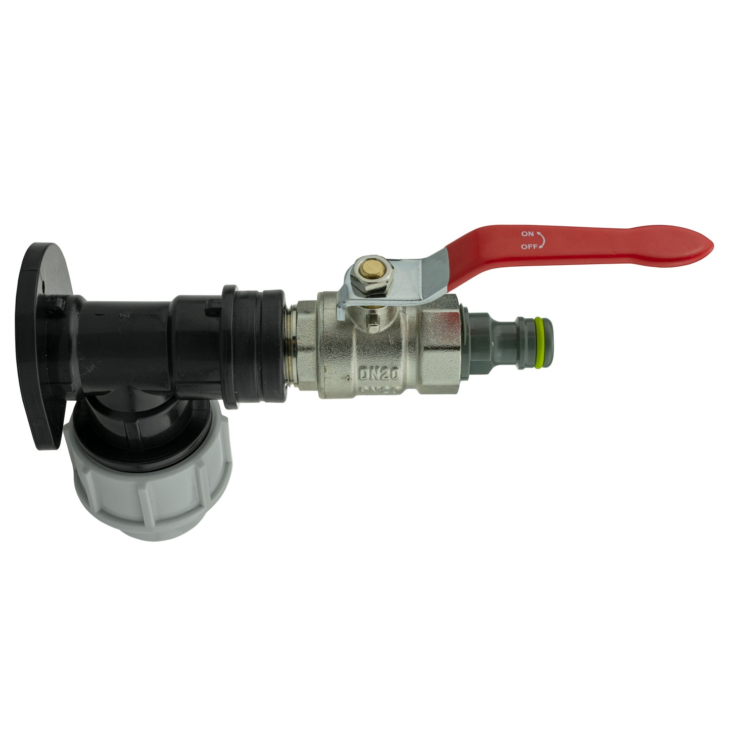 Wall Flange Kit 25mm MDPE + Lever Valve + Quick Connect Male for Water Connector