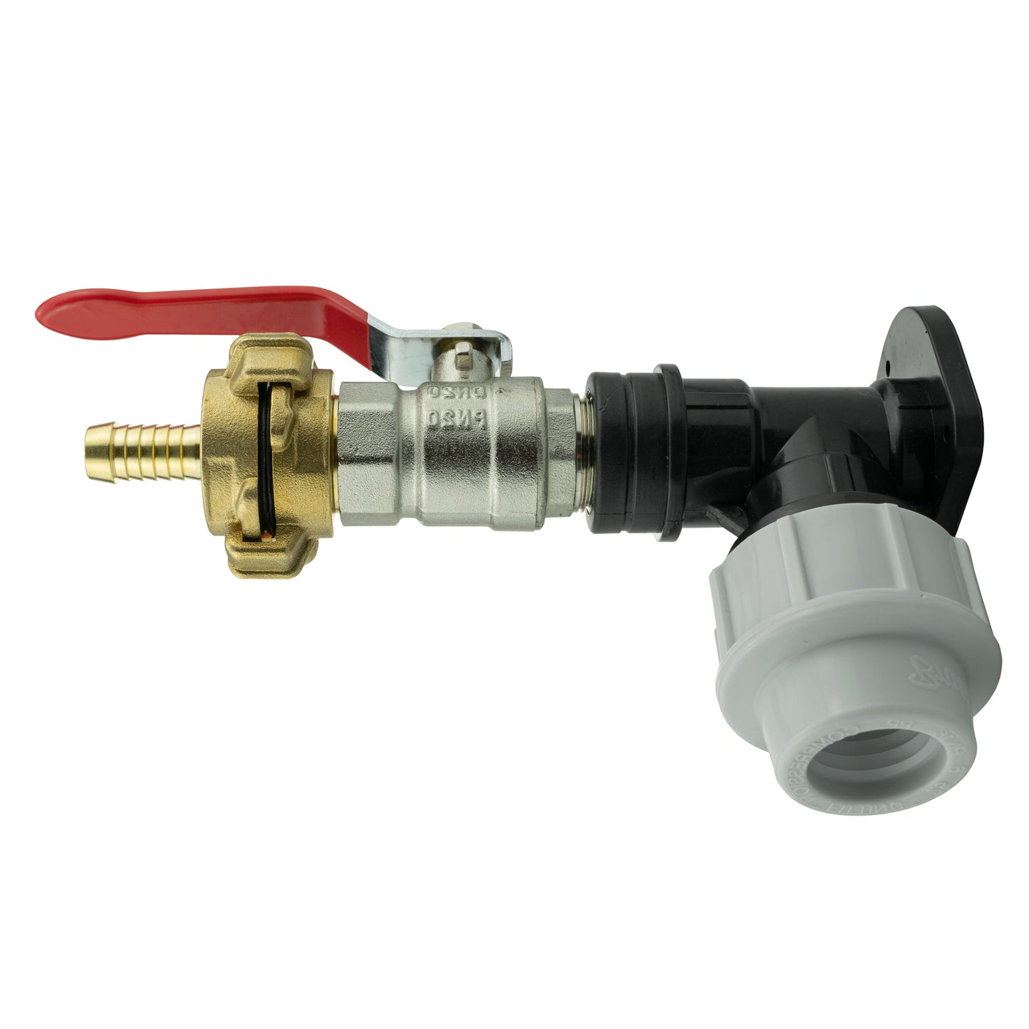 Wall Flange Kit 25mm MDPE + Lever Valve + 13mm Barbed Geka Set Hose Pipe Fitting