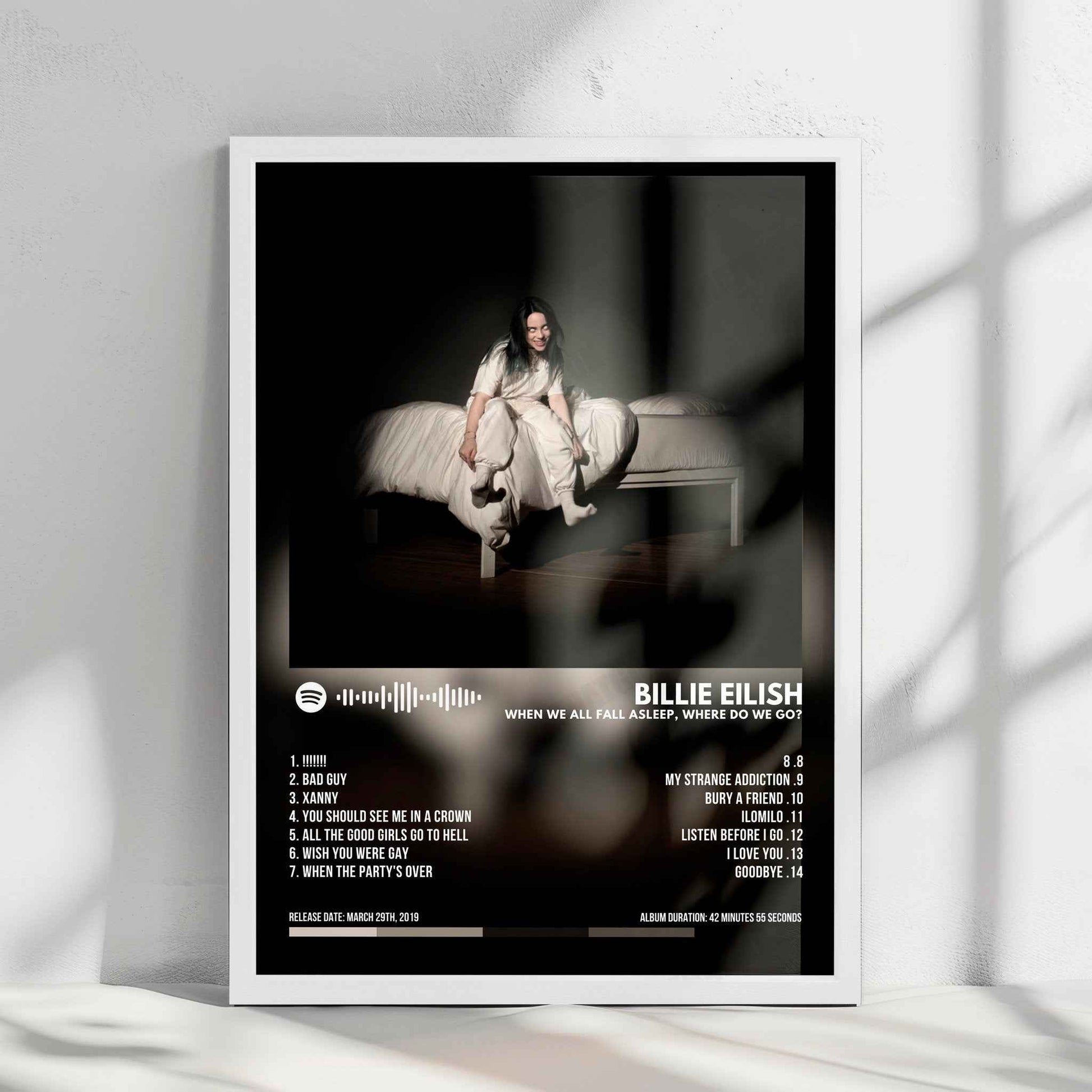 Billie Eilish "WHEN WE ALL FALL ASLEEP, WHERE DO WE GO?" Album Cover Poster - with Complete Tracklist