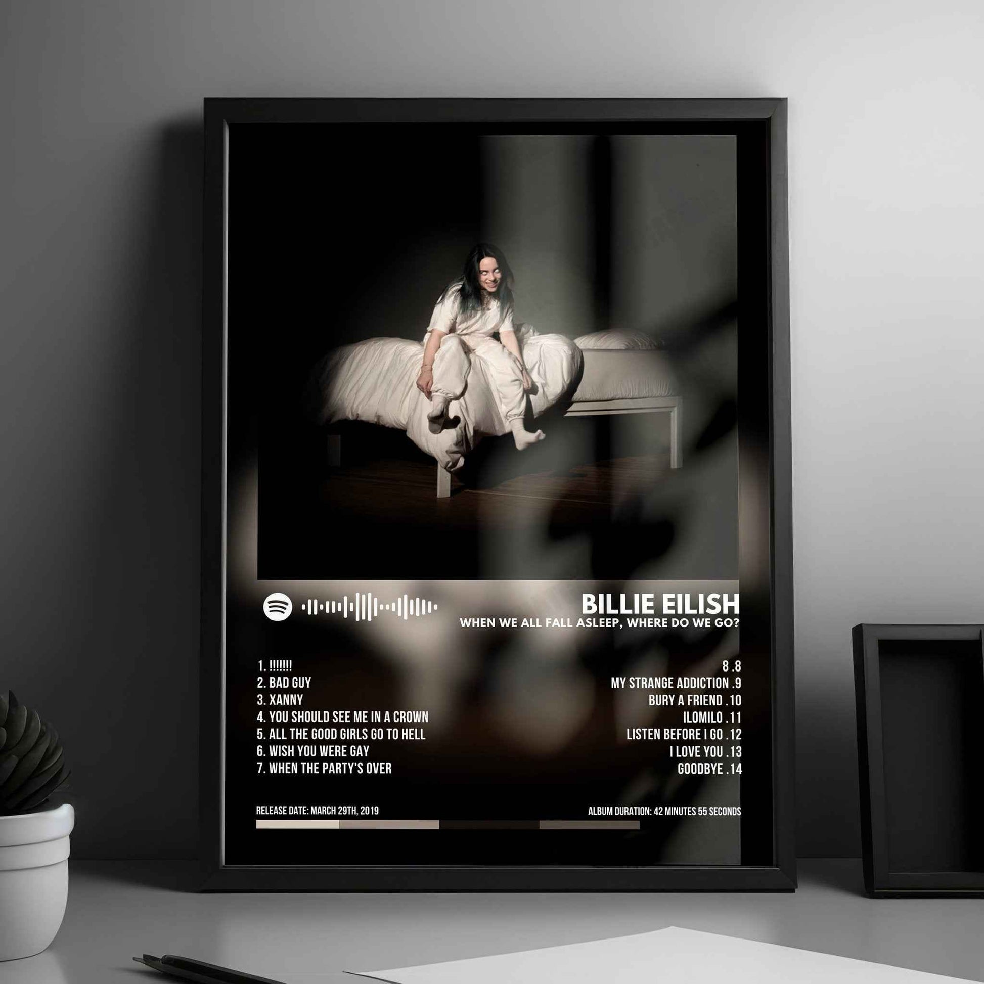 Billie Eilish "WHEN WE ALL FALL ASLEEP, WHERE DO WE GO?" Album Cover Poster - with Complete Tracklist