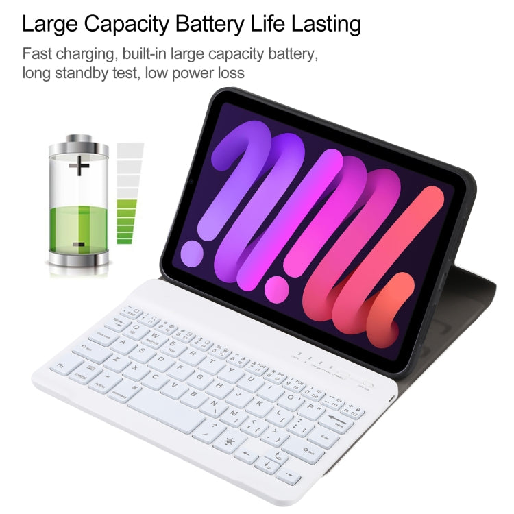 A06S Detachable Lambskin Texture Ultra-thin TPU Backlight Bluetooth Keyboard Leather Tablet Case with Stand For iPad mini 6 / mini 7, A06S
