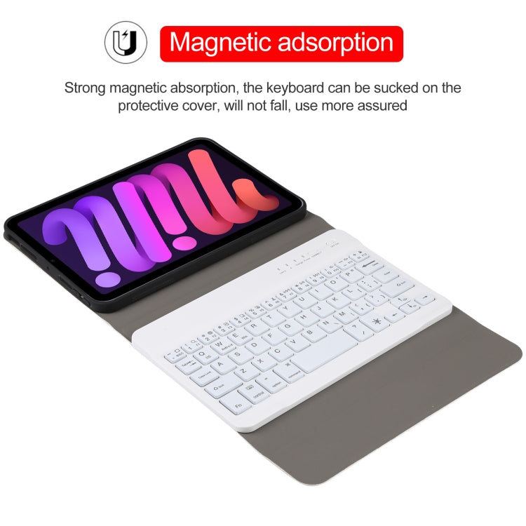 A06S Detachable Lambskin Texture Ultra-thin TPU Backlight Bluetooth Keyboard Leather Tablet Case with Stand For iPad mini 6 / mini 7, A06S
