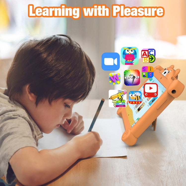 Pritom K7 Pro Panda Kids Tablet PC, 7.0 inch, 2GB+32GB, Android 11 Allwinner A100 Quad Core CPU, Support 2.4G WiFi & WiFi 6, Global Version with Google Play, US Plug (Orange)