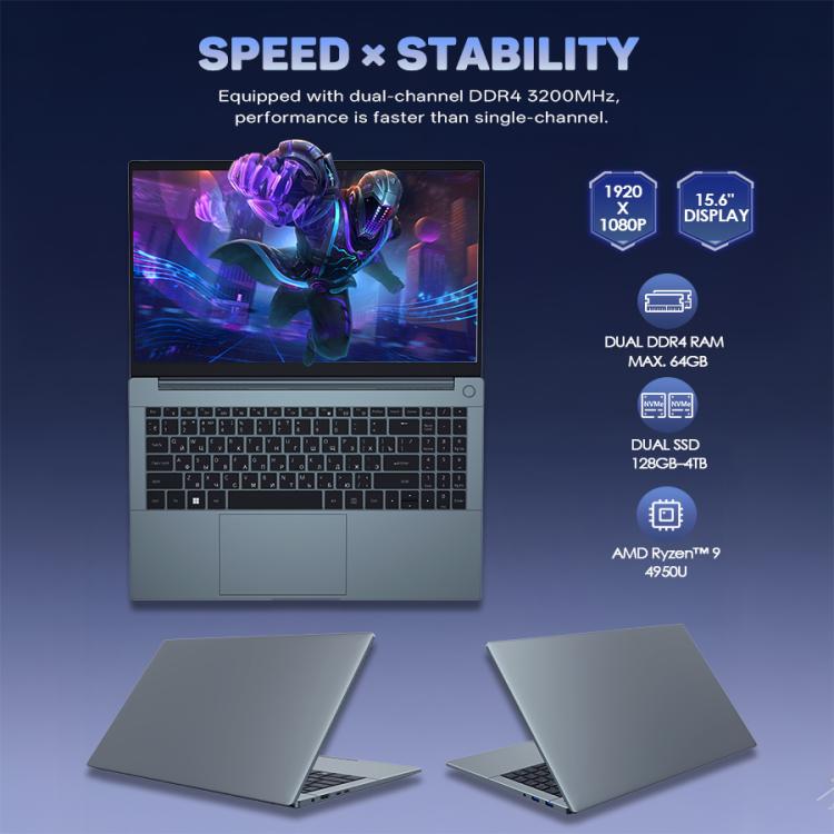 G16 Air 15.6 inch Gaming Laptop, 16GB+512GB, Windows 11 Pro AMD Ryzen 9 4950U Octa Core, US Plug, 16GB+512GB