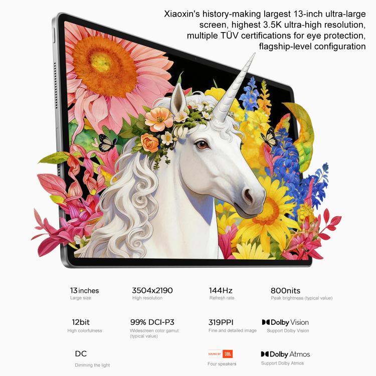 Lenovo Xiaoxin Pad Pro 13, 13 inch 3.5K AI Learning Tablet WiFi, 12GB+256GB, Android 16, Snapdragon 8s Gen4,US Plug, 12GB+256GB