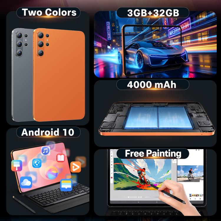 S26 Ultra 10.1 inch WiFi Tablet PC, 3GB+32GB, Android 10 MTK6750 Octa Core, US Plug, US Plug