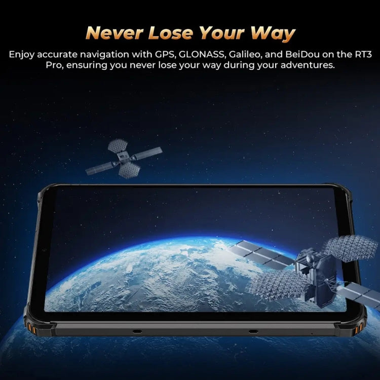 [HK Warehouse] OUKITEL RT3 Pro 4G Network IP68/IP69K Rugged Tablet, 4GB+128GB, 8.0 inch Android 14 MediaTek G81 Octa-Core Support Dual SIM, EU Plug (Black)