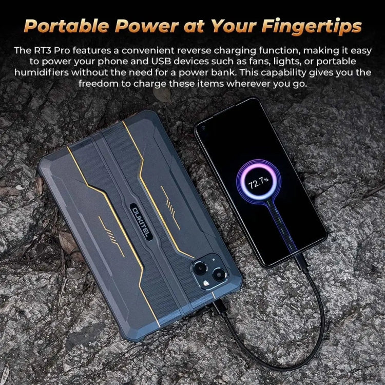 [HK Warehouse] OUKITEL RT3 Pro 4G Network IP68/IP69K Rugged Tablet, 4GB+128GB, 8.0 inch Android 14 MediaTek G81 Octa-Core Support Dual SIM, EU Plug (Black)