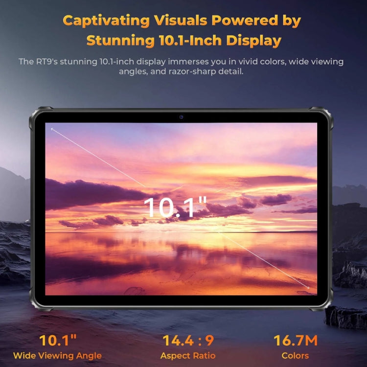 [HK Warehouse] OUKITEL RT9 4G Network IP68/IP69K Rugged Tablet, 6GB+256GB, 10.1 inch Android 14 Unisoc T606 Octa-Core Support Dual SIM, EU Plug (Black)
