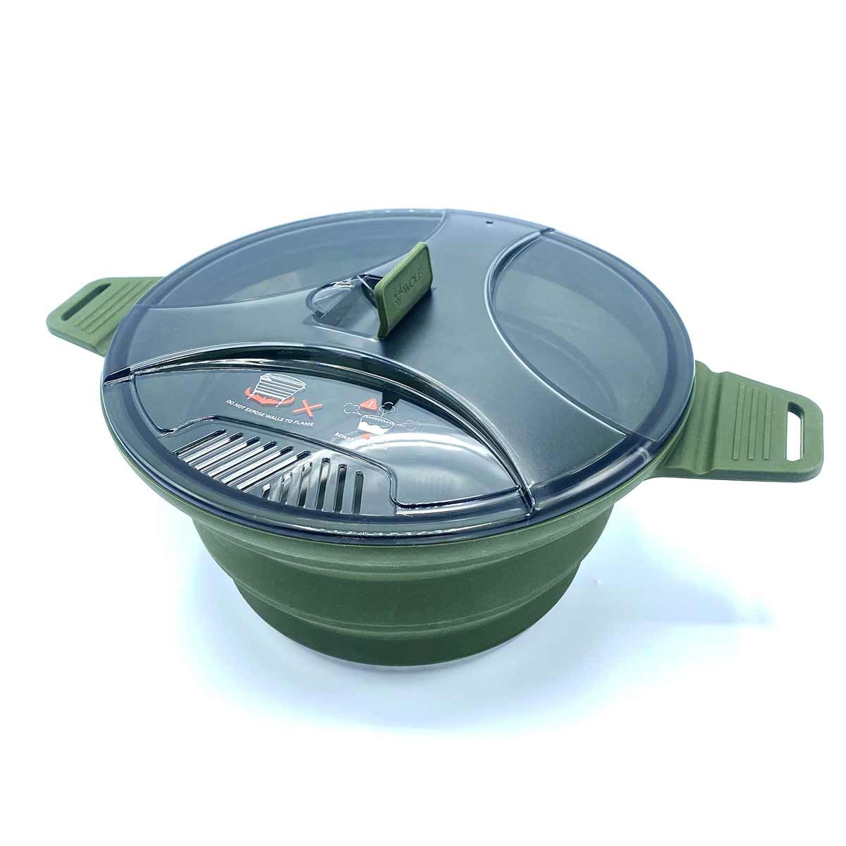 Wolf Outdoors EzyStow Collapsible Cooking Pot 2.5L Olive Green