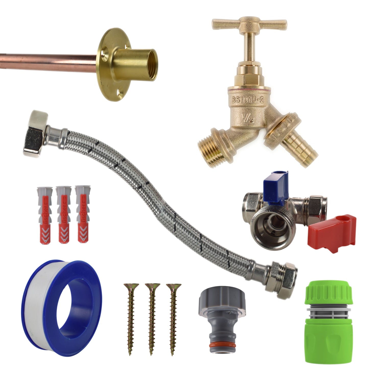Brass Barbed Bib Tap STANDARD Connection Kit