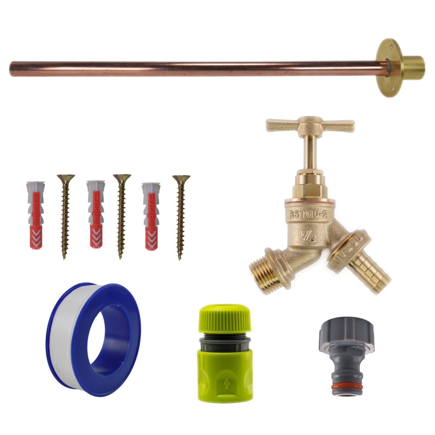 Brass Barbed Bib Tap BASIC Connection Kit Outdoor Watering Kit Hose Pipe Fitting