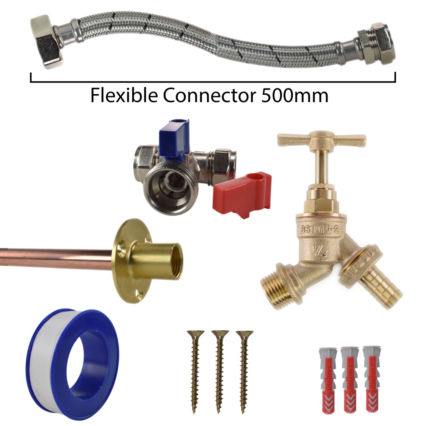 Brass Barbed Bib Tap STANDARD Connection Kit