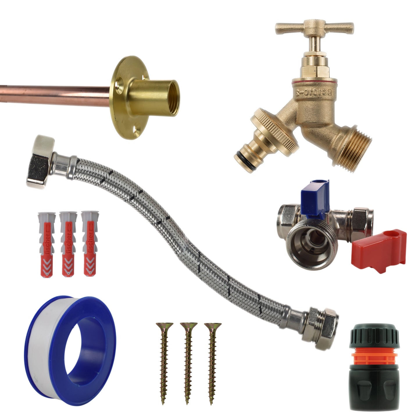Brass Quick Connect Bib Tap STANDARD Connection Kit Garden Hose Pipe Tap Adapter