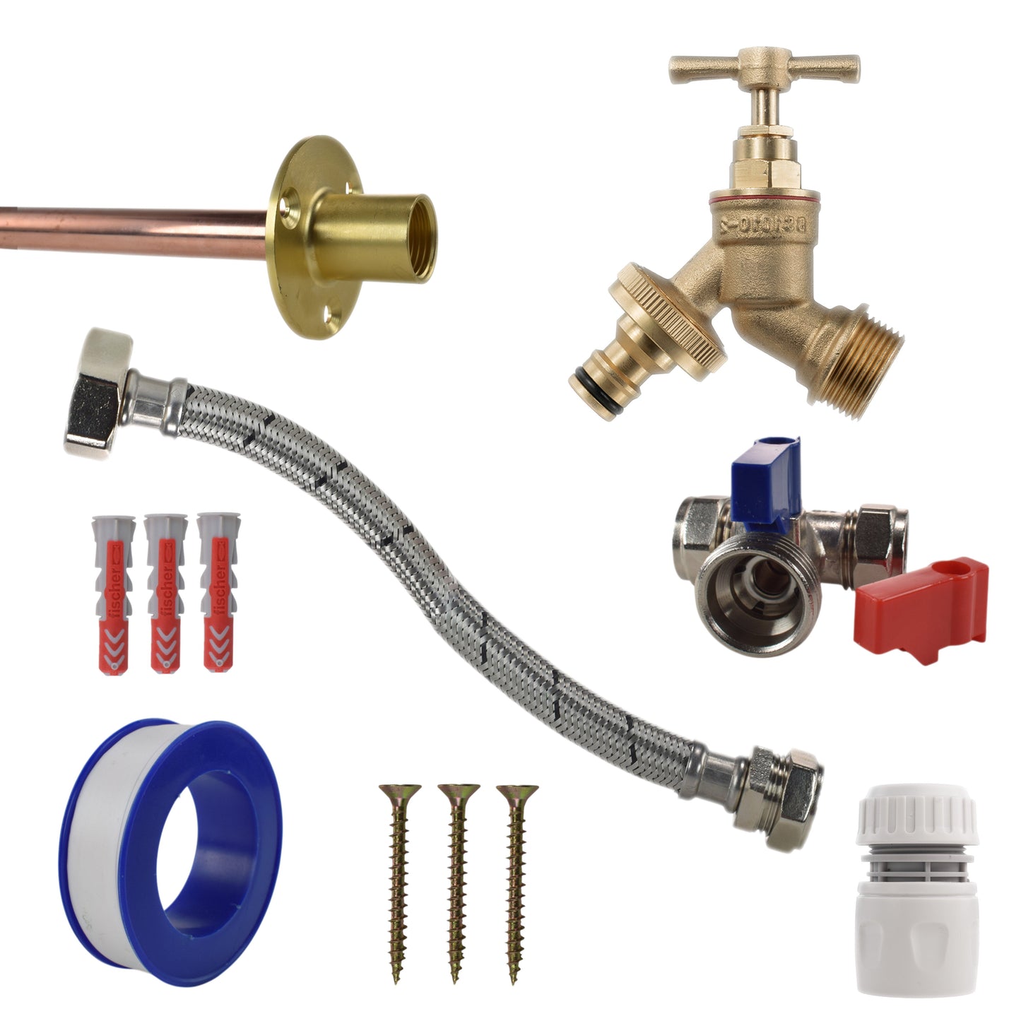 Brass Quick Connect Bib Tap STANDARD Connection Kit Garden Hose Pipe Tap Adapter