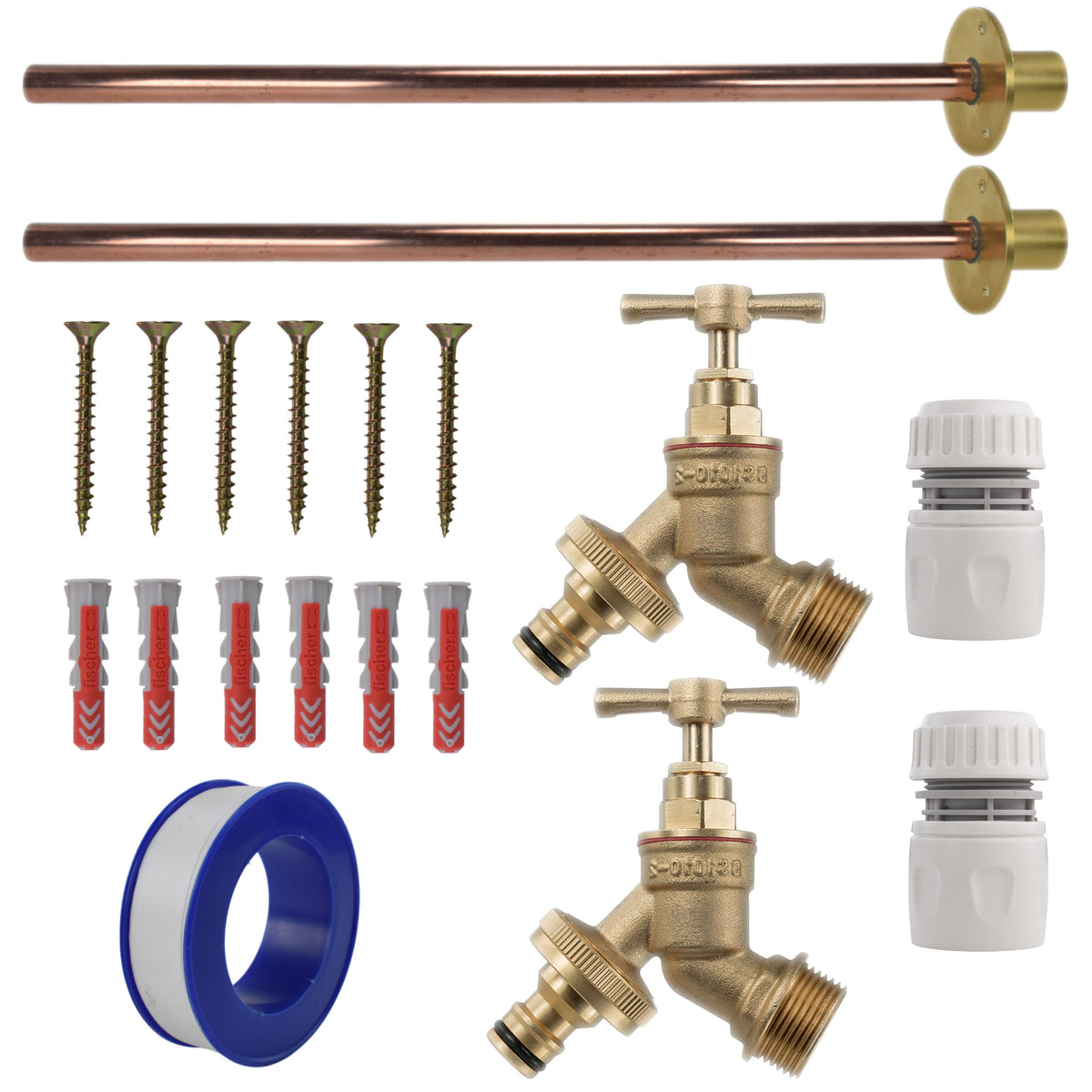 Brass Quick Connect Bib Tap BASIC Connection Kit x2 Garden Hose Pipe Tap Adapter