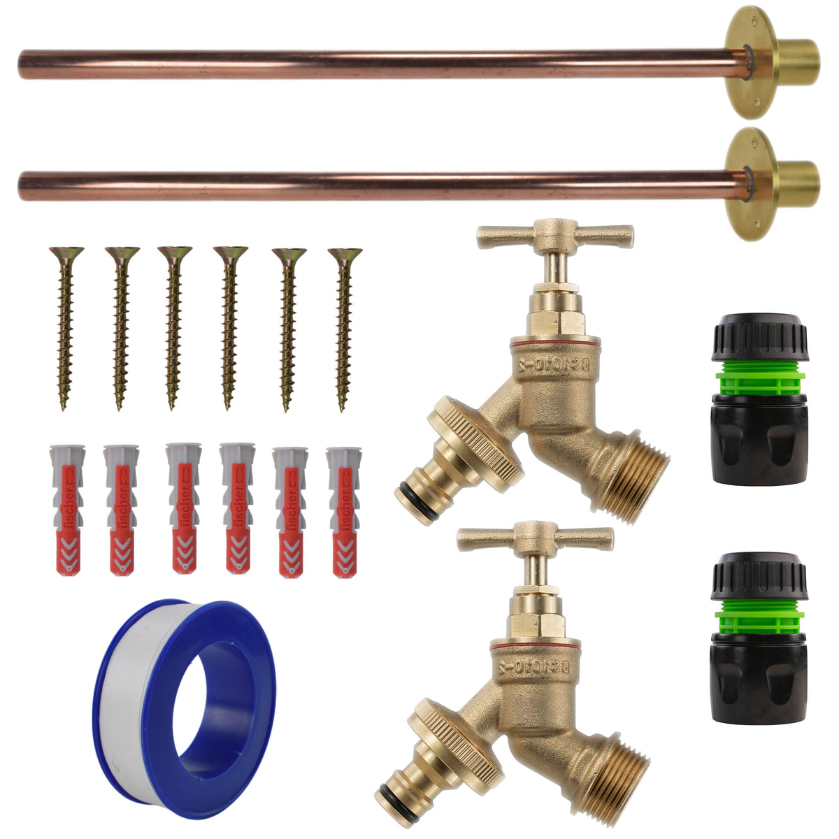 Brass Quick Connect Bib Tap BASIC Connection Kit x2 Garden Hose Pipe Tap Adapter
