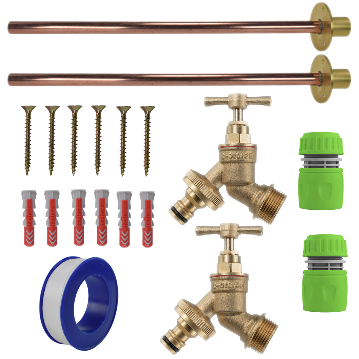 Brass Quick Connect Bib Tap BASIC Connection Kit x2 Garden Hose Pipe Tap Adapter