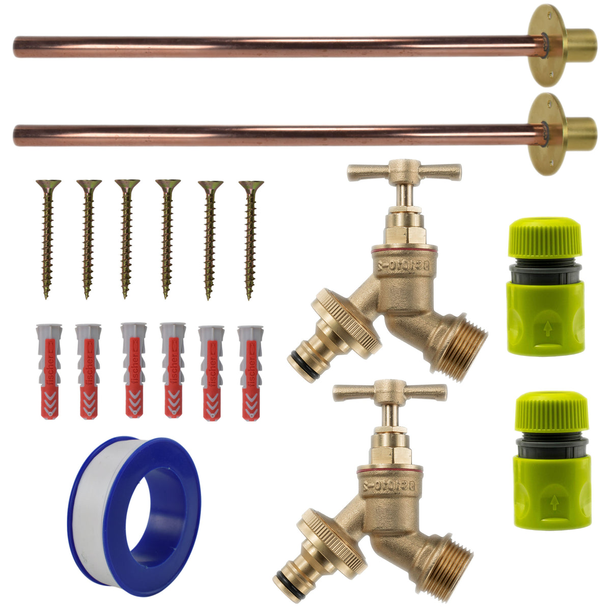 Brass Quick Connect Bib Tap BASIC Connection Kit x2 Garden Hose Pipe Tap Adapter