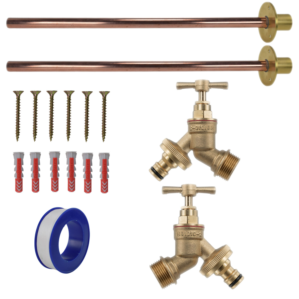 Brass Quick Connect Bib Tap BASIC Connection Kit x2 Garden Hose Pipe Tap Adapter