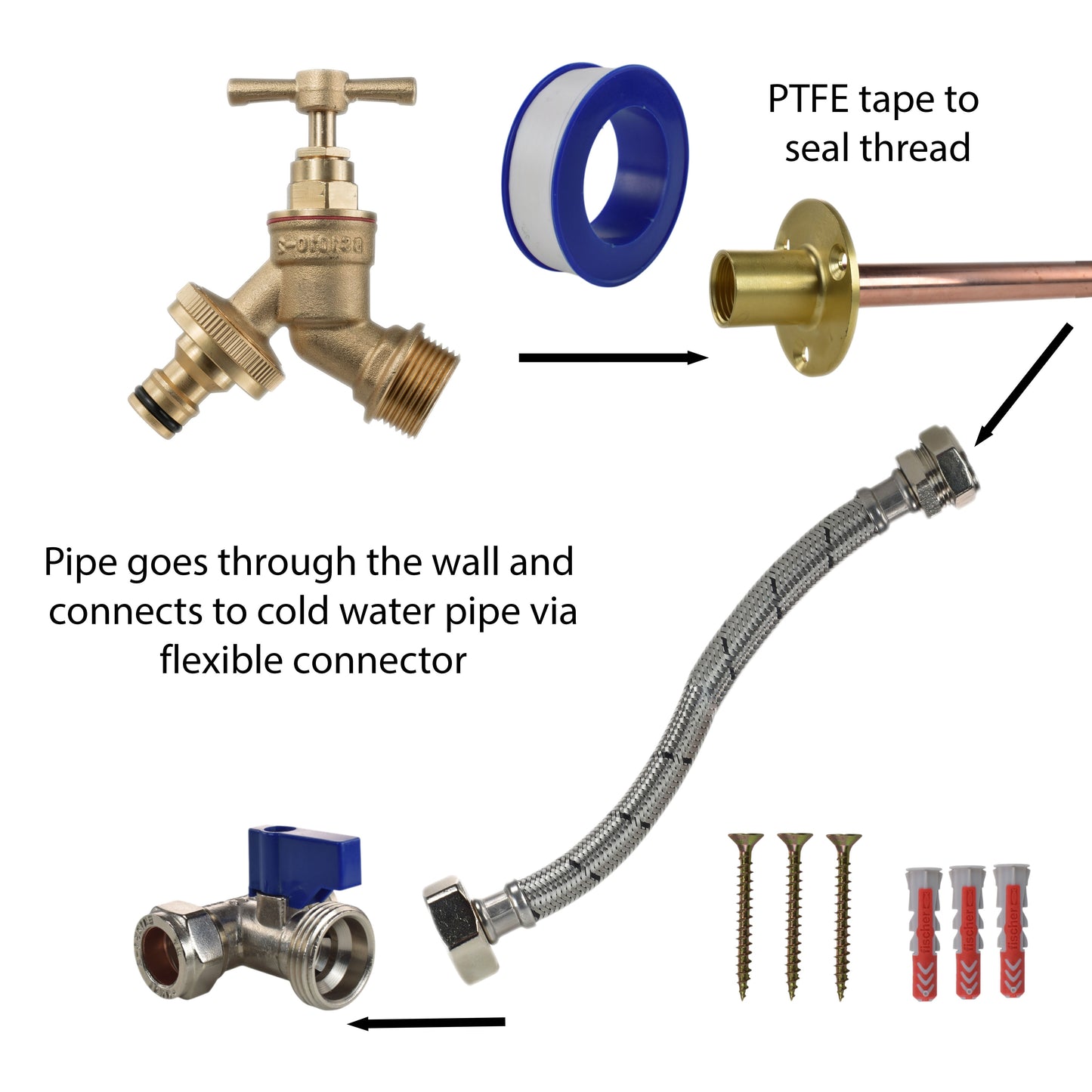 Brass Quick Connect Bib Tap STANDARD Connection Kit Garden Hose Pipe Tap Adapter