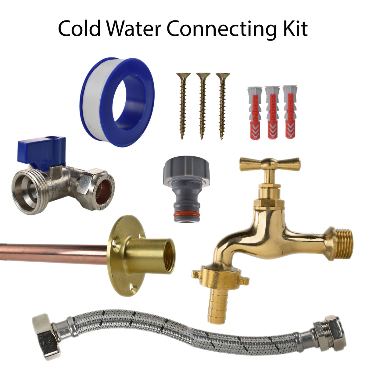 Polished Brass 13mm Barb Tap STANDARD Connection Kit for Drip Irrigation Fitting
