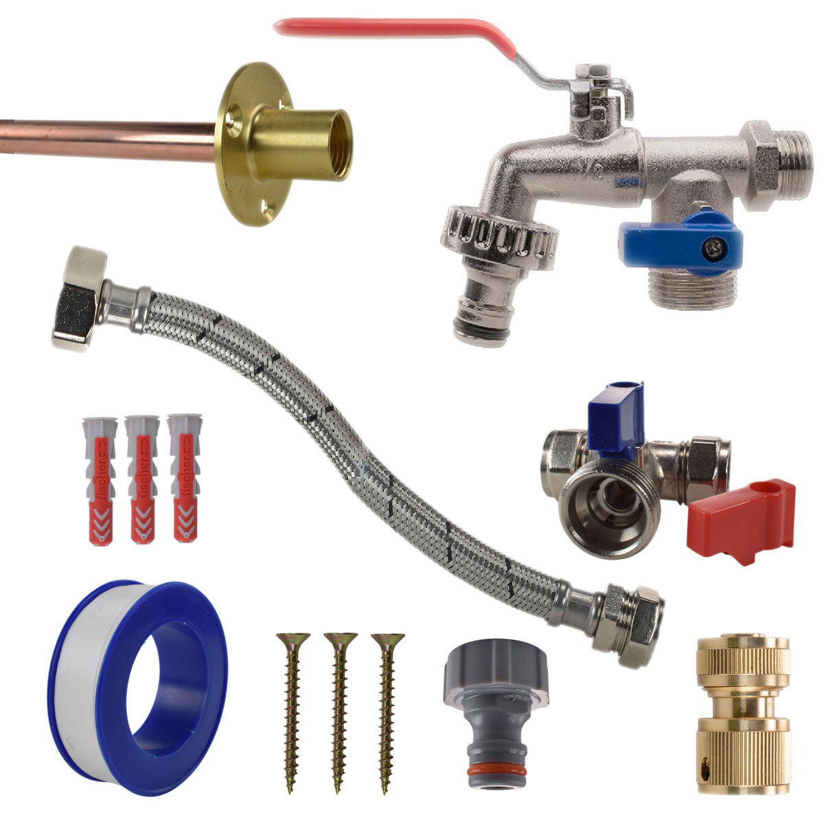 Double Lever Tap STANDARD Connection Kit Outdoor Watering Kit Hose Connector Set
