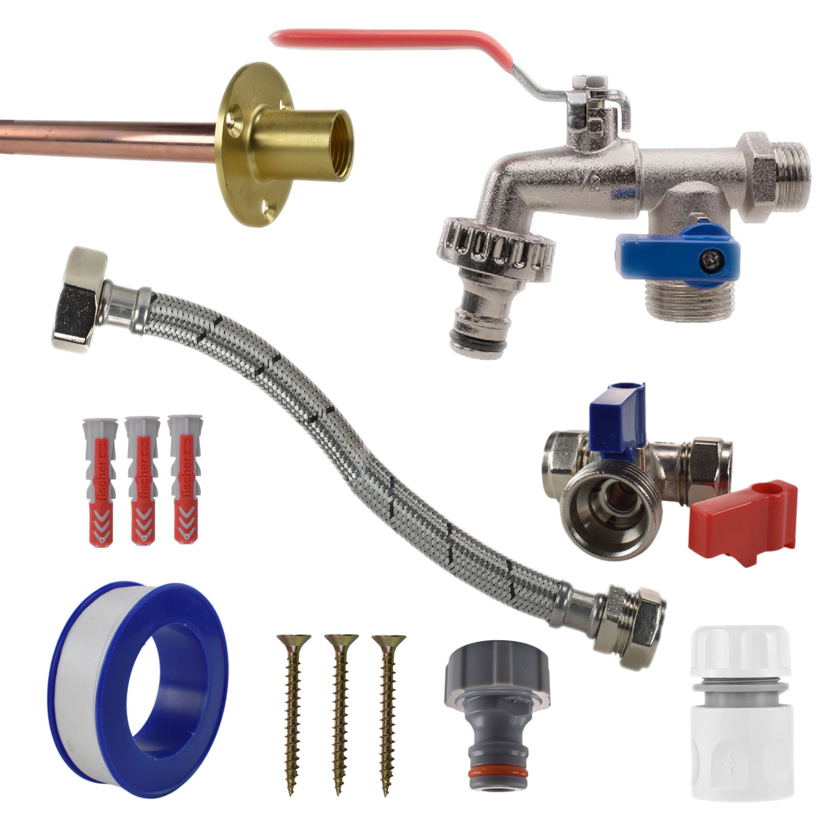 Double Lever Tap STANDARD Connection Kit Outdoor Watering Kit Hose Connector Set