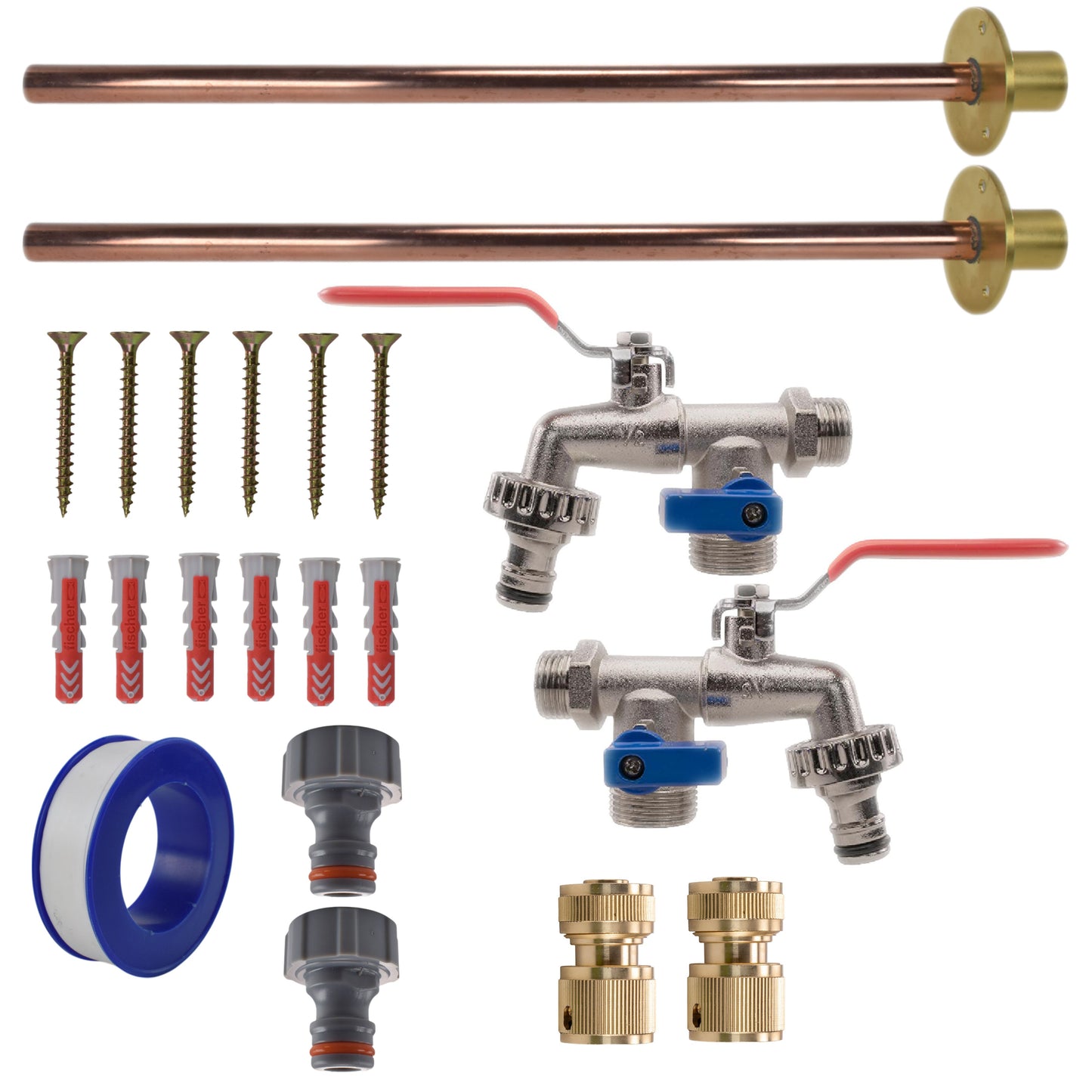 Double Lever Tap BASIC Connection Kit x2 Outdoor Watering Kit Hose Connector Set