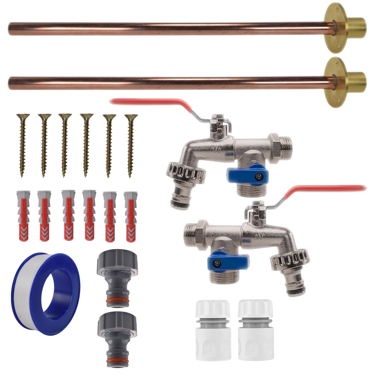 Double Lever Tap BASIC Connection Kit x2 Outdoor Watering Kit Hose Connector Set